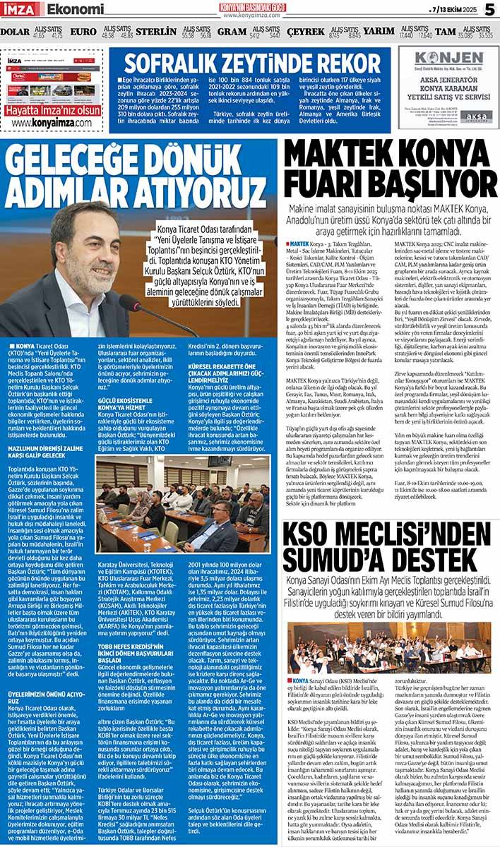 Konya İmza E-GAZETE 30 Eylül / (7 / 13 Ekim 2025) 5
