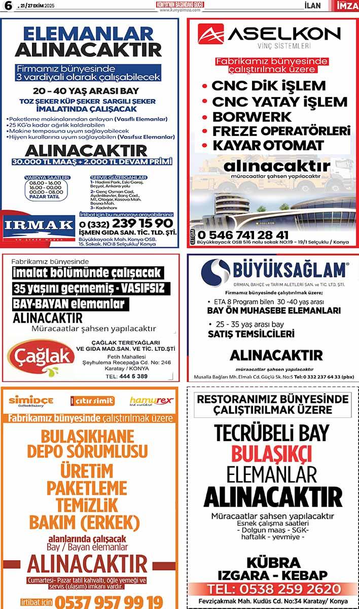 Konya İmza E-GAZETE (21 / 27 Ekim 2025) 6