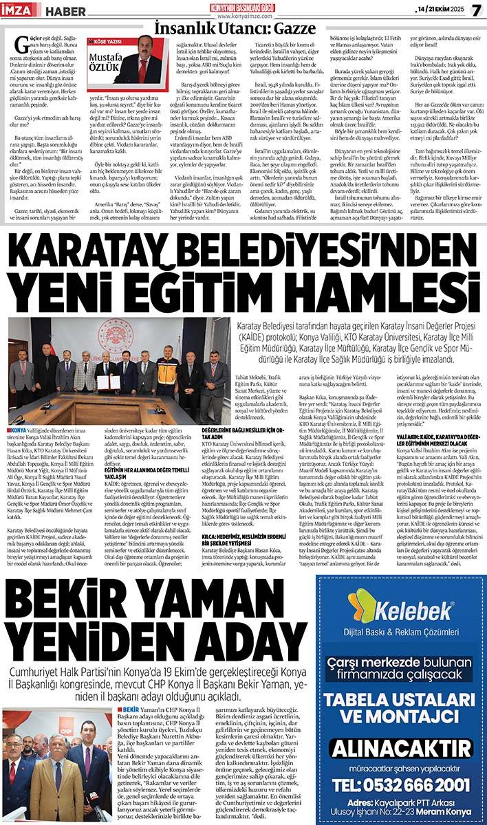 Konya İmza E-GAZETE (14 / 21 Ekim 2025) 7