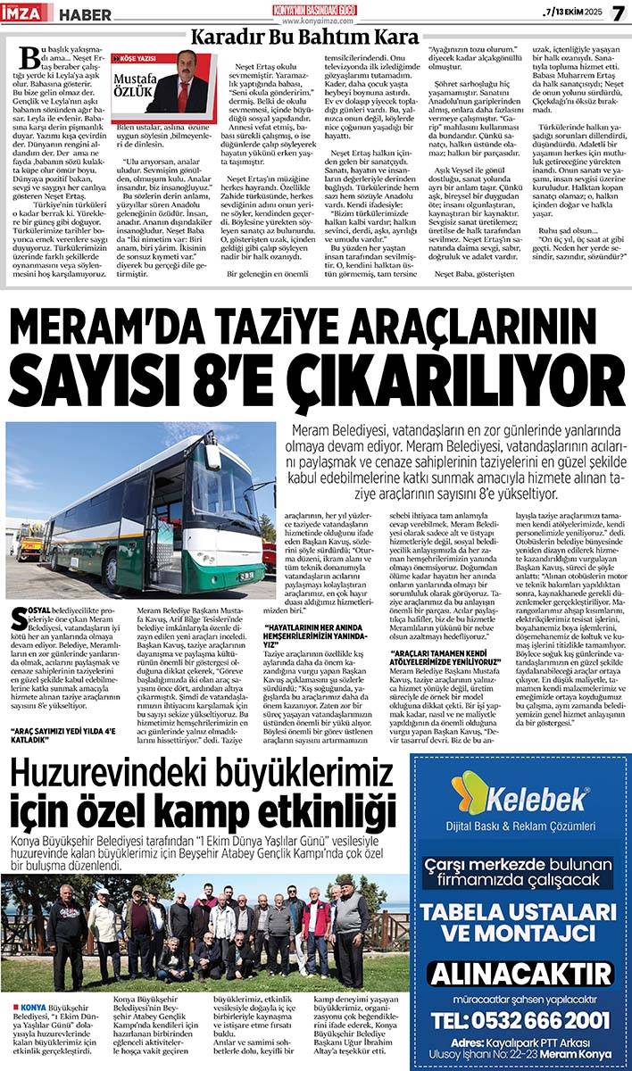 Konya İmza E-GAZETE 30 Eylül / (7 / 13 Ekim 2025) 7