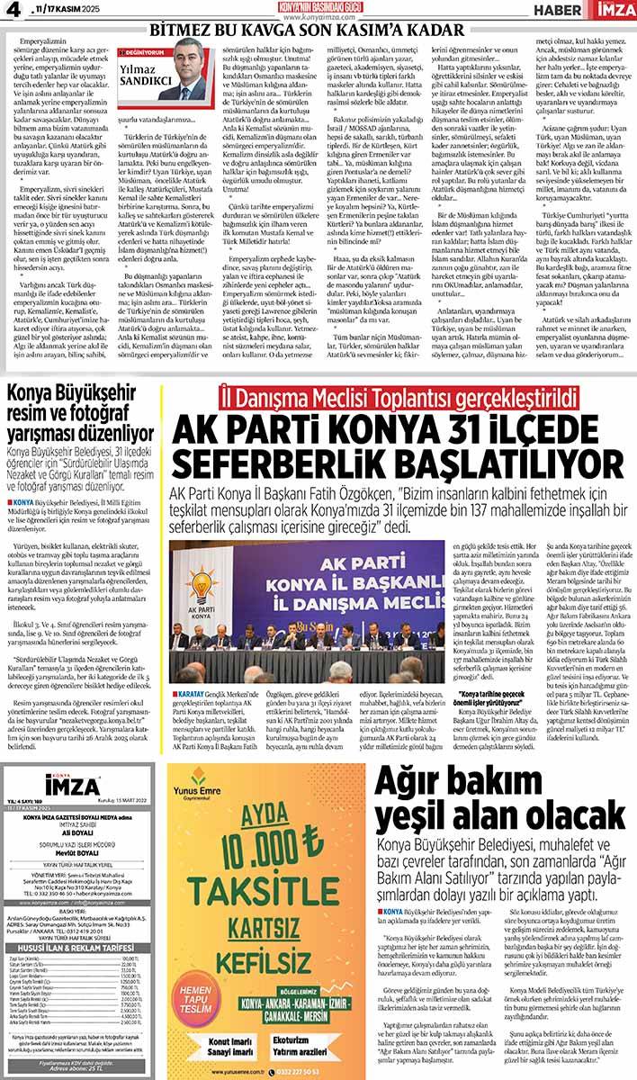 Konya İmza E-GAZETE  (11 / 17 Kasım 2025) 4