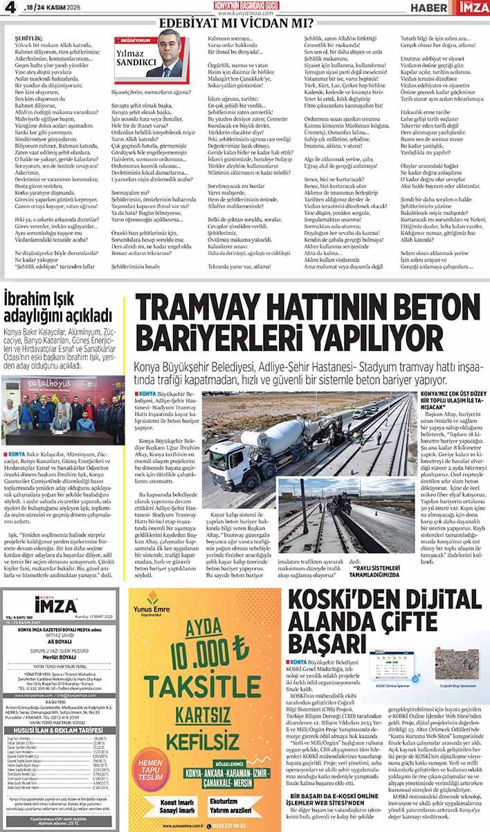 Konya İmza E-GAZETE (18 / 24 Kasım 2025) 4