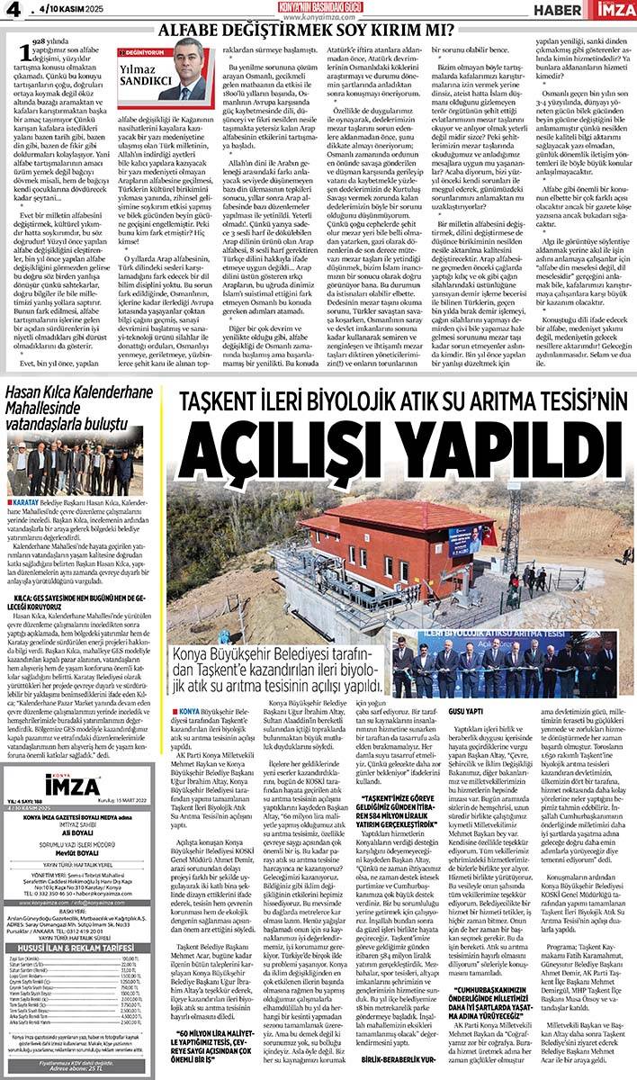 Konya İmza E-GAZETE (4 / 10 Kasım 2025) 4