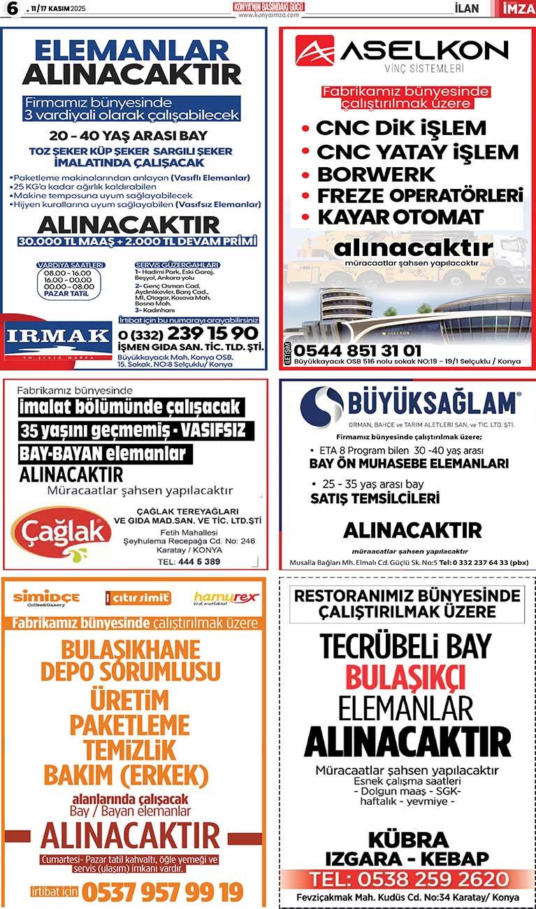 Konya İmza E-GAZETE  (11 / 17 Kasım 2025) 6