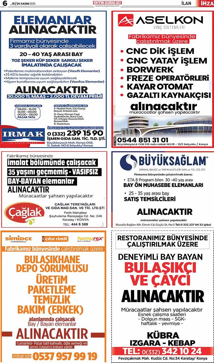 Konya İmza E-GAZETE (18 / 24 Kasım 2025) 6