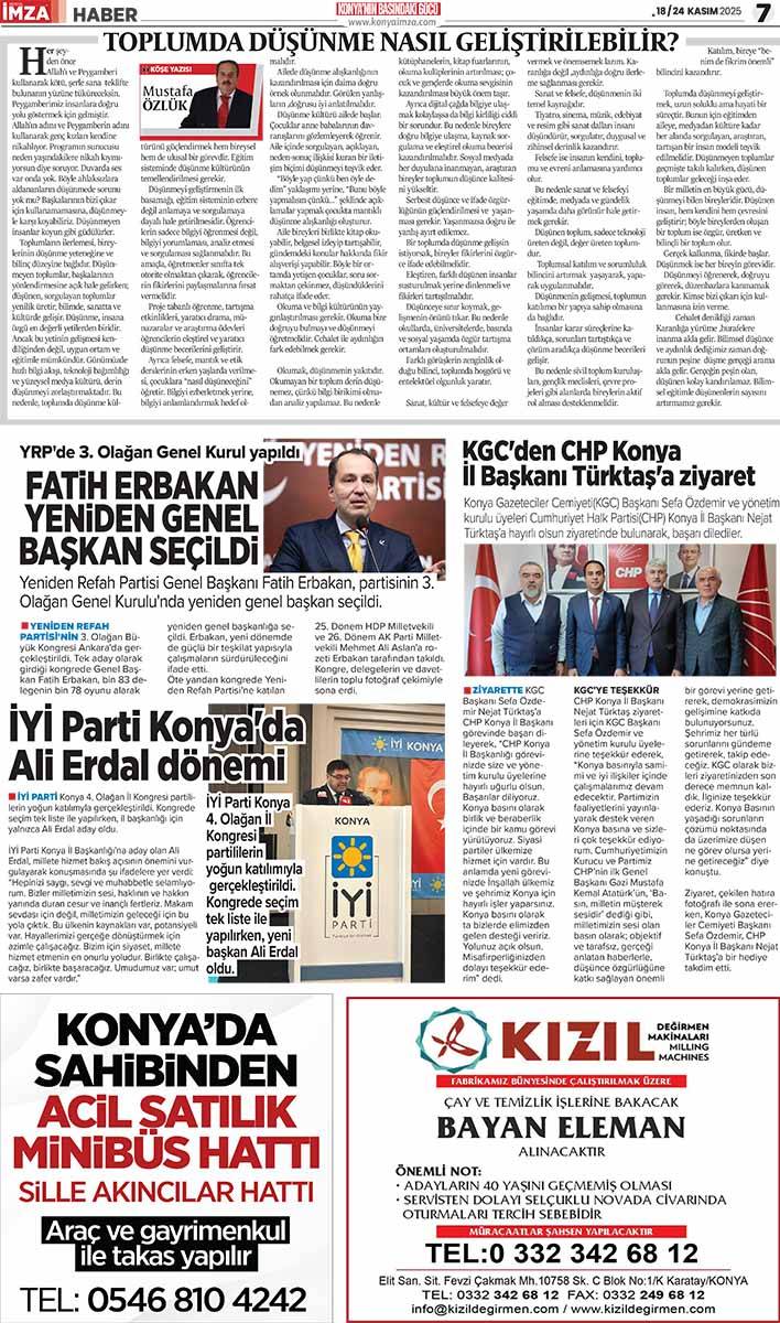 Konya İmza E-GAZETE (18 / 24 Kasım 2025) 7
