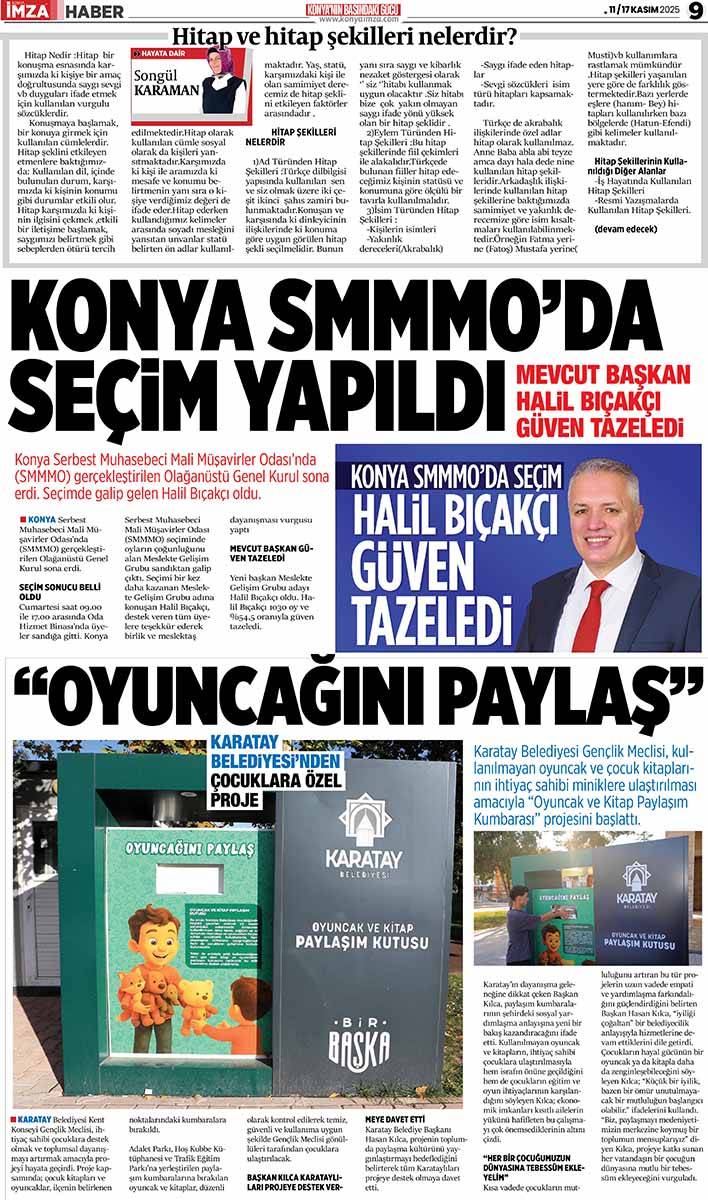 Konya İmza E-GAZETE  (11 / 17 Kasım 2025) 9