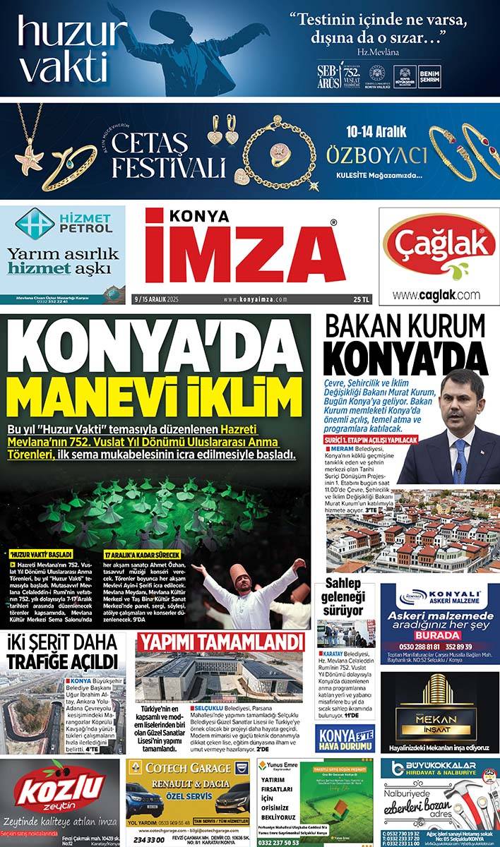 Konya İmza E-GAZETE (9 / 15 Aralık 2025) 1