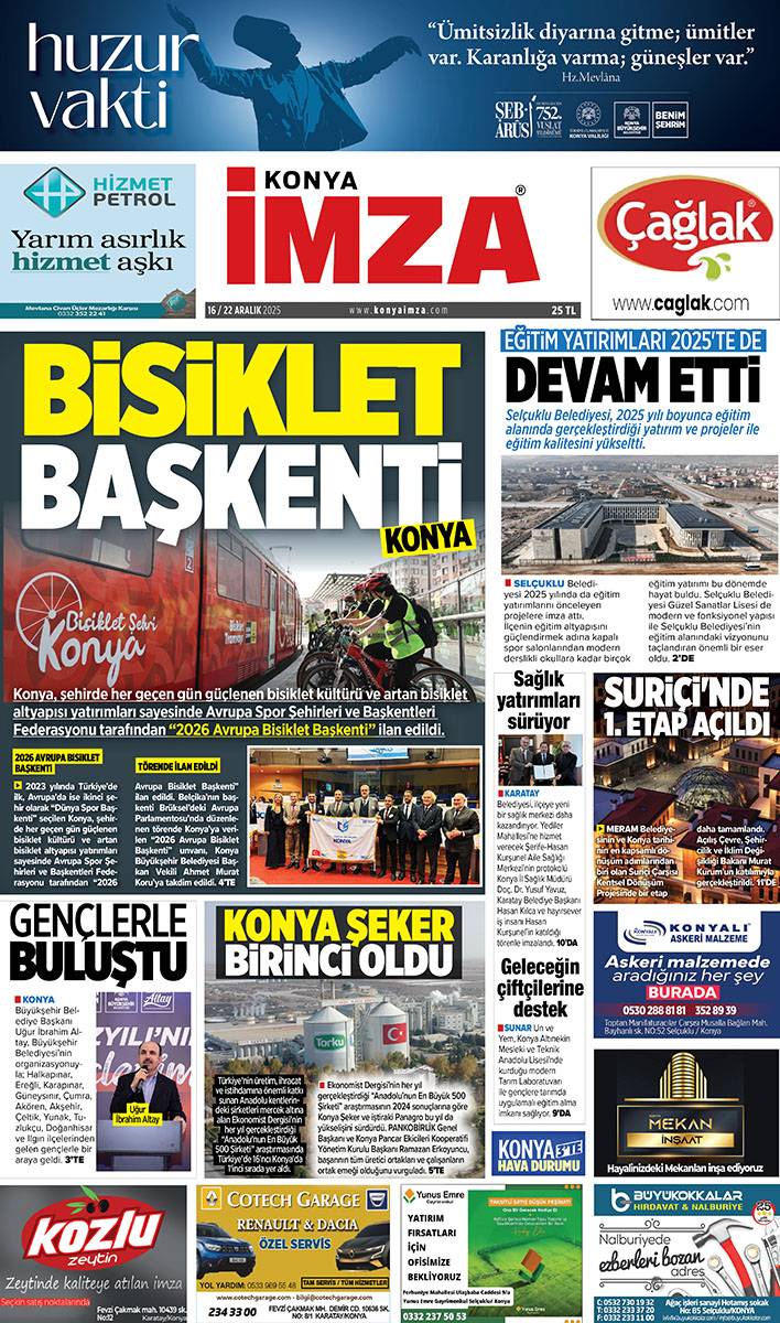 Konya İmza E-GAZETE (16 / 22 Aralık 2025) 1