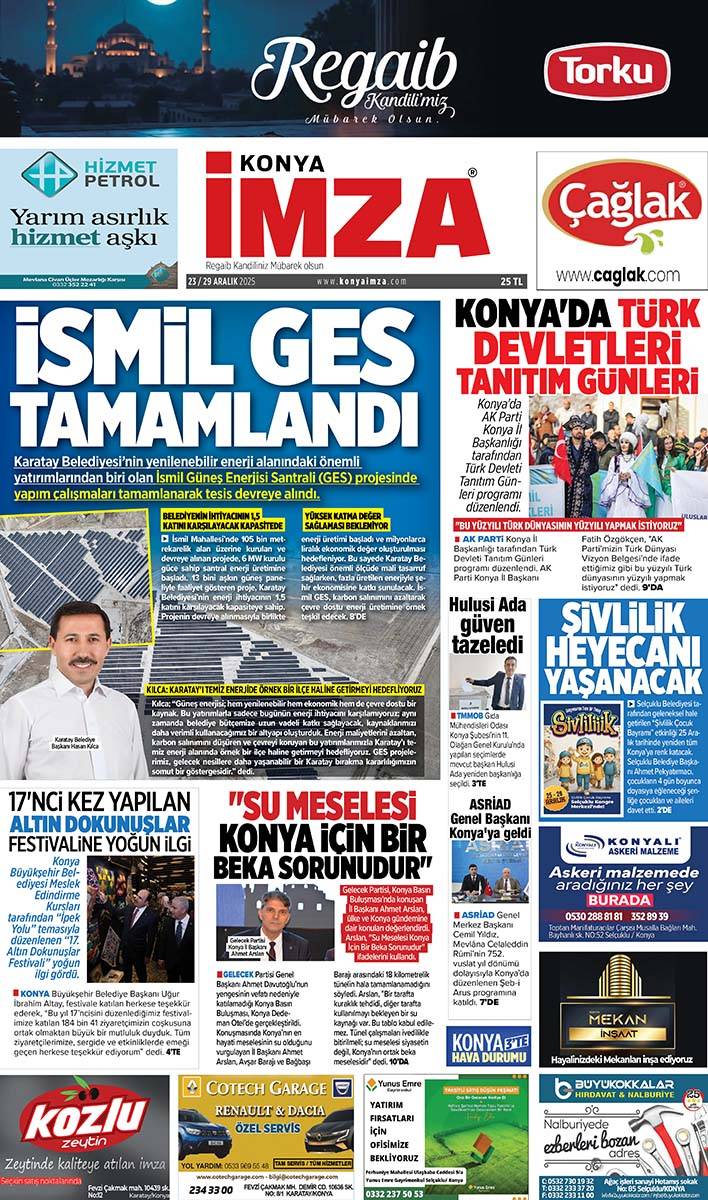 Konya İmza E-GAZETE (23 / 29 Aralık 2025) 1