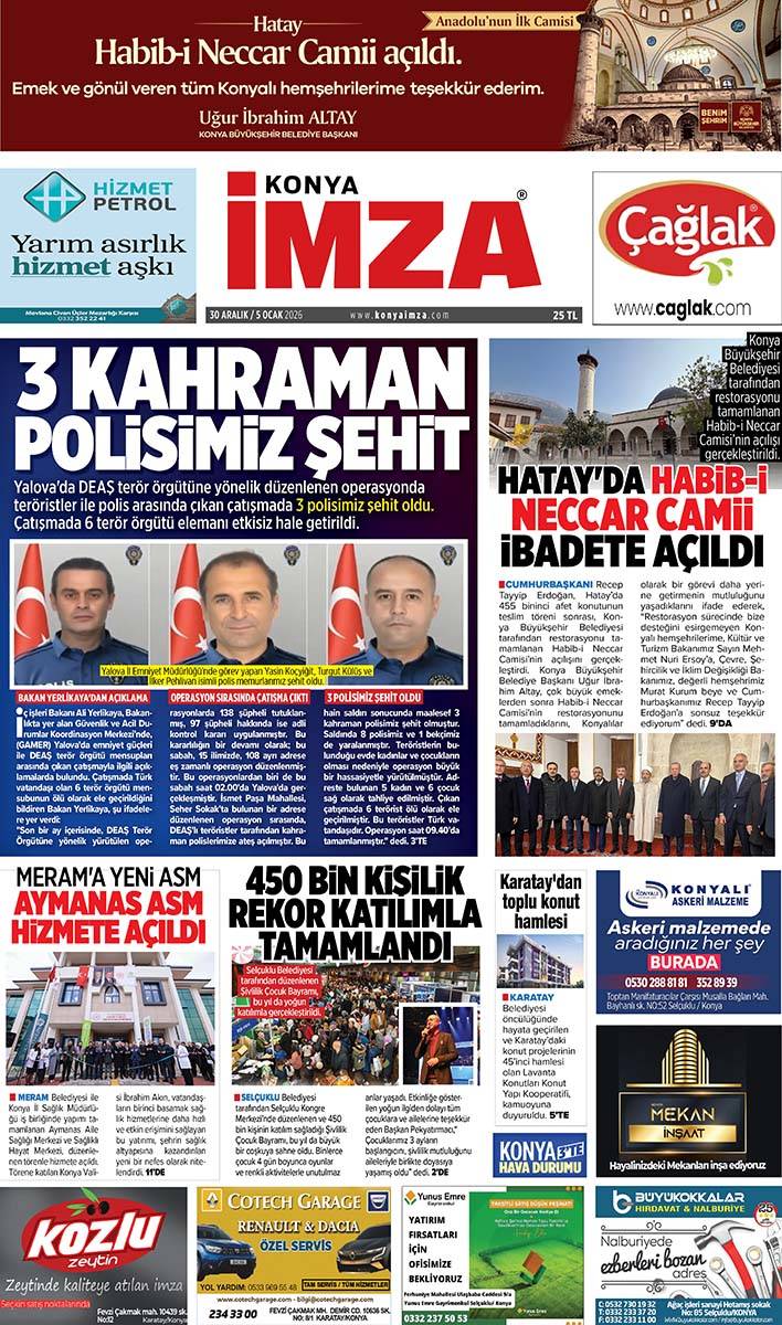 Konya İmza E-GAZETE (30 Aralık 2025 - 5 Ocak 2026) 1