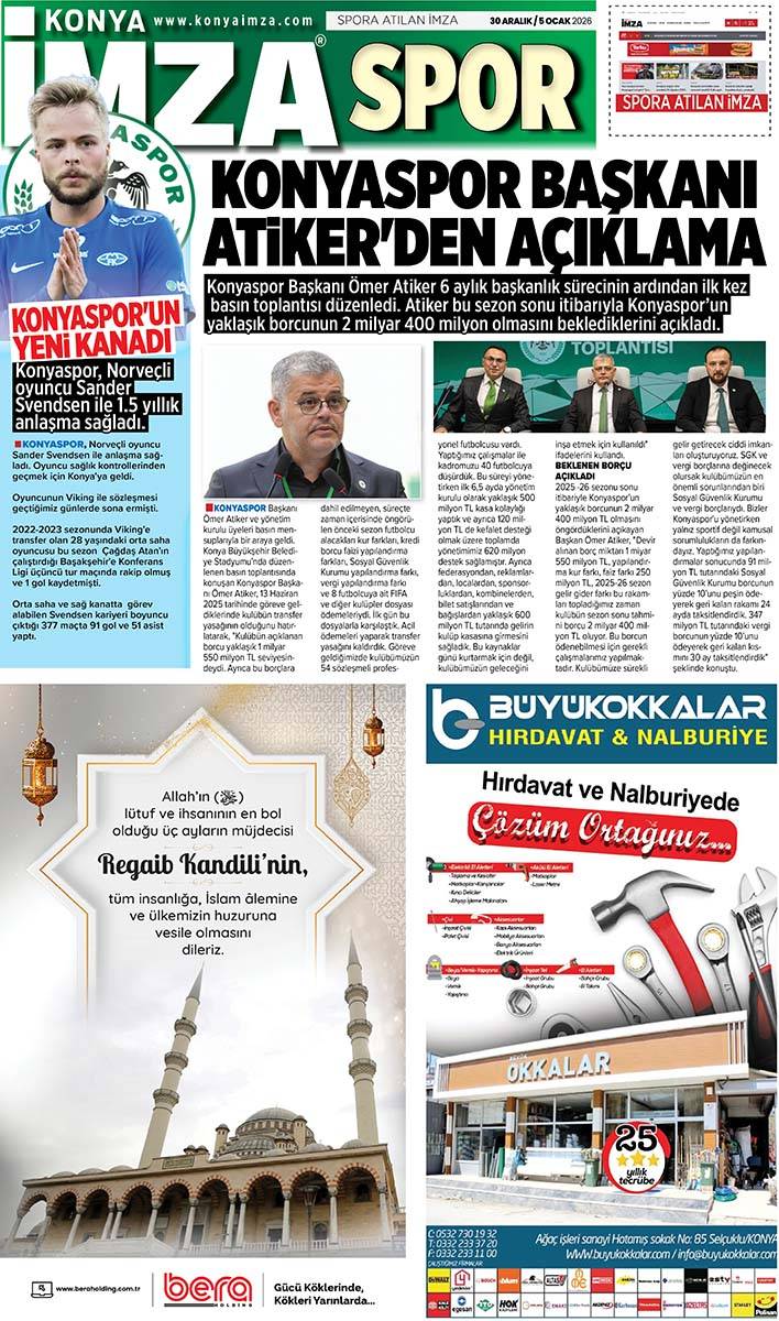 Konya İmza E-GAZETE (30 Aralık 2025 - 5 Ocak 2026) 12