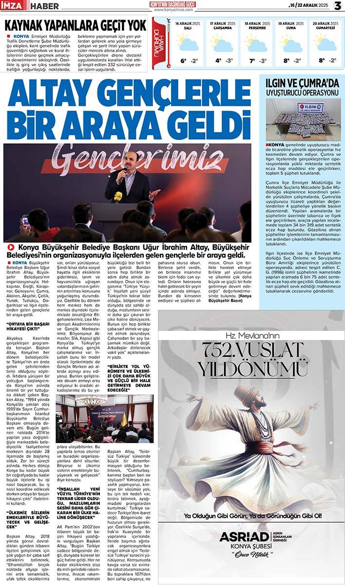 Konya İmza E-GAZETE (16 / 22 Aralık 2025) 3