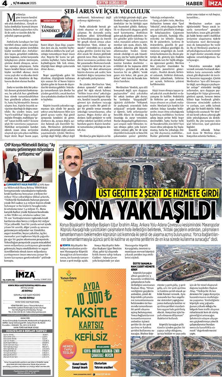 Konya İmza E-GAZETE (9 / 15 Aralık 2025) 4