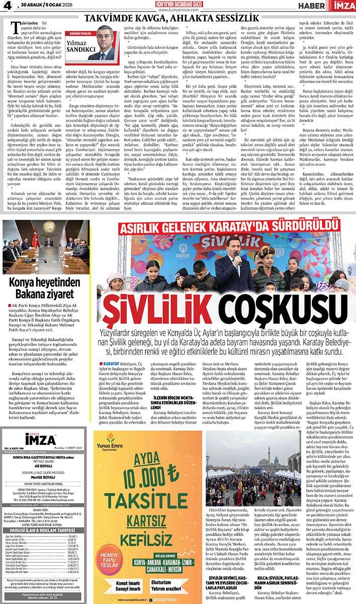 Konya İmza E-GAZETE (30 Aralık 2025 - 5 Ocak 2026) 4