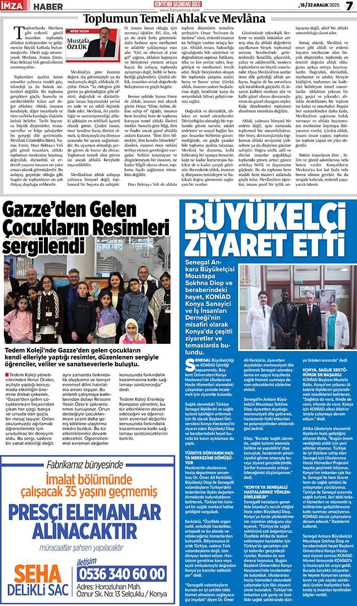 Konya İmza E-GAZETE (16 / 22 Aralık 2025) 7