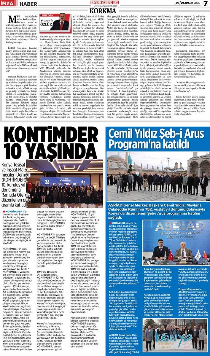 Konya İmza E-GAZETE (23 / 29 Aralık 2025) 7