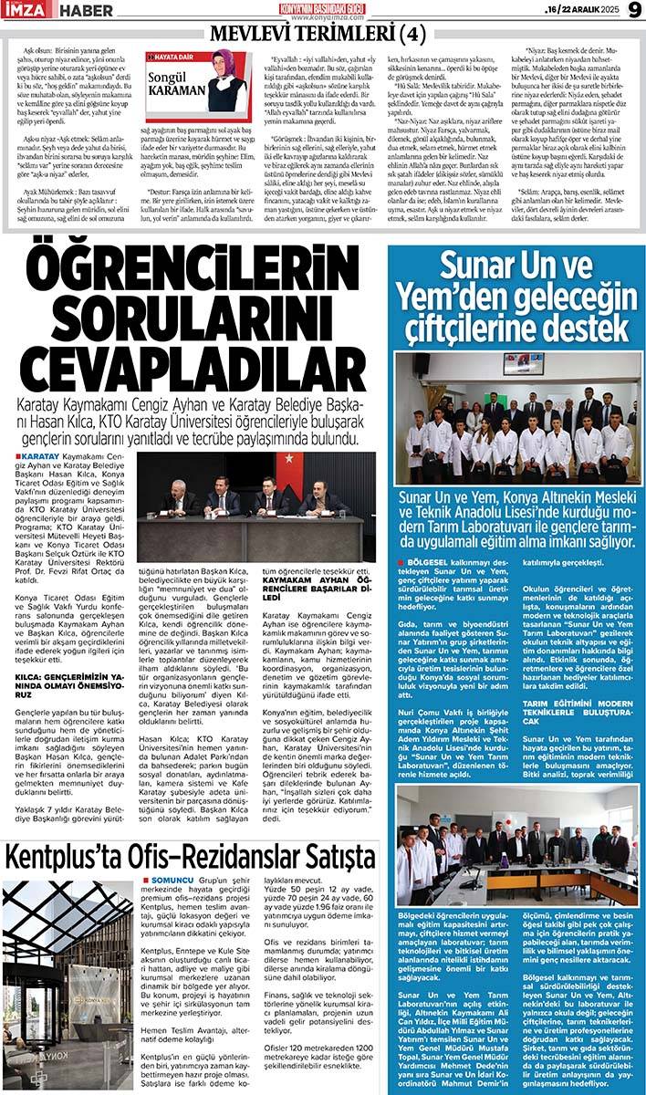 Konya İmza E-GAZETE (16 / 22 Aralık 2025) 9