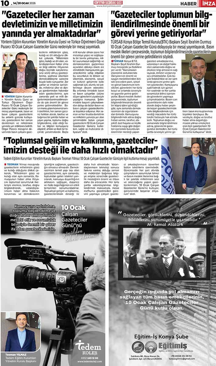 Konya İmza E-GAZETE (14 / 20 Ocak 2026) 10