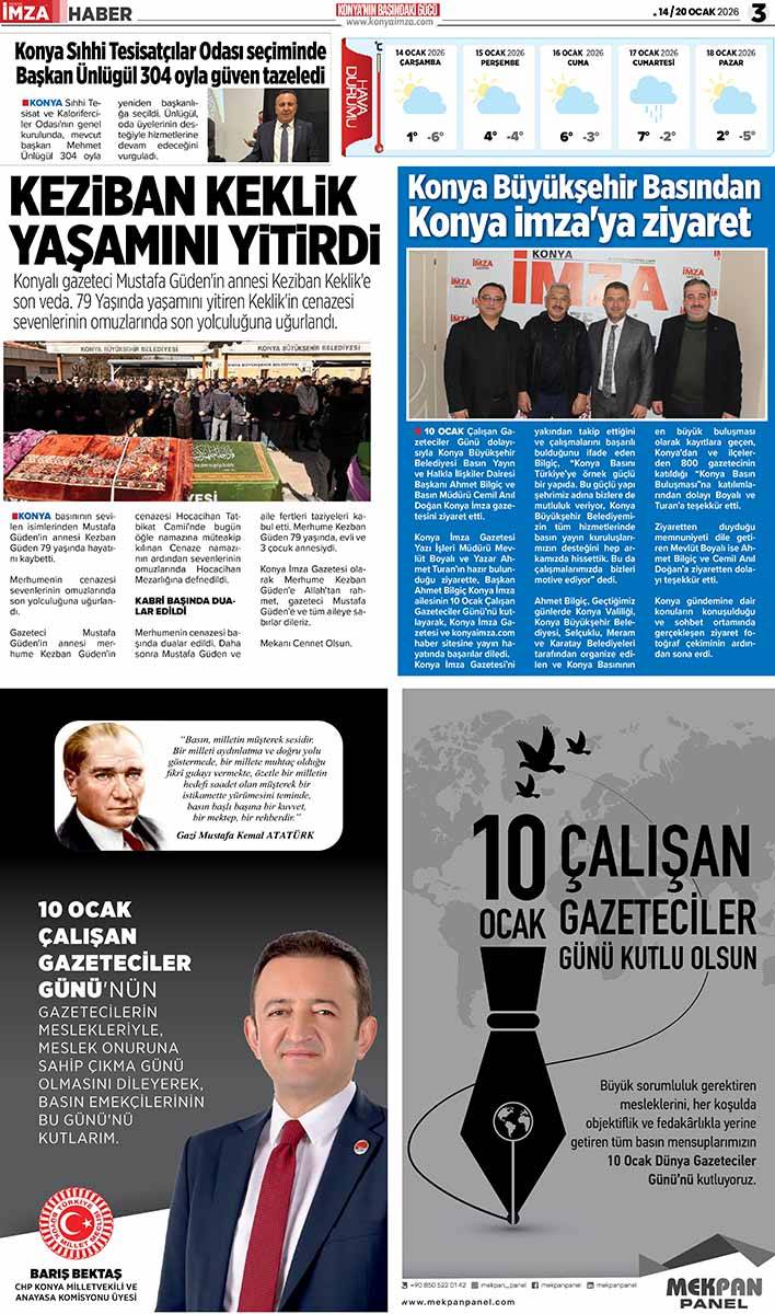 Konya İmza E-GAZETE (14 / 20 Ocak 2026) 3