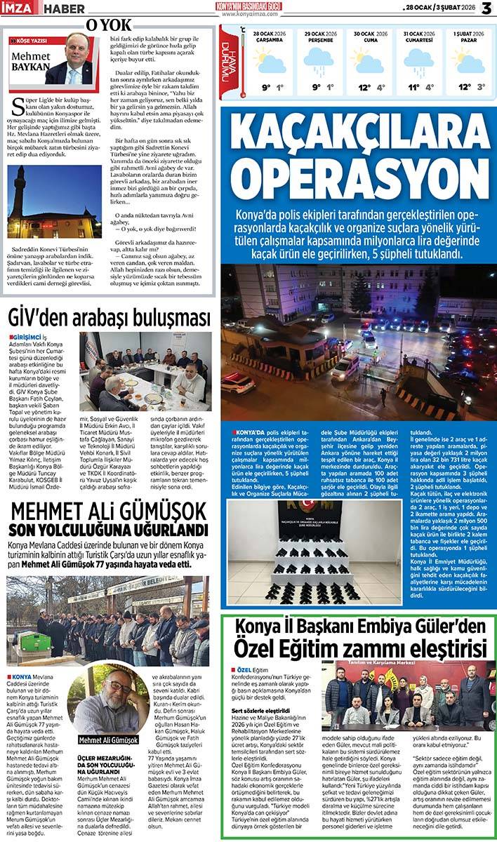 Konya İmza E-GAZETE (28 Ocak / 3 Şubat 2026) 3