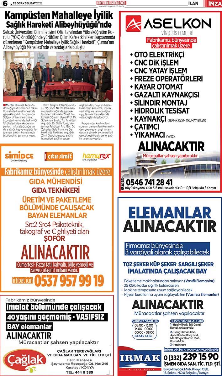 Konya İmza E-GAZETE (28 Ocak / 3 Şubat 2026) 6