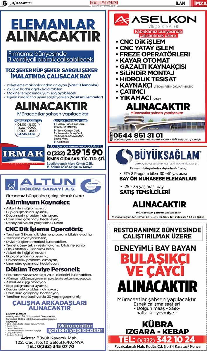 Konya İmza E-GAZETE (6 / 12 Ocak 2026) 6
