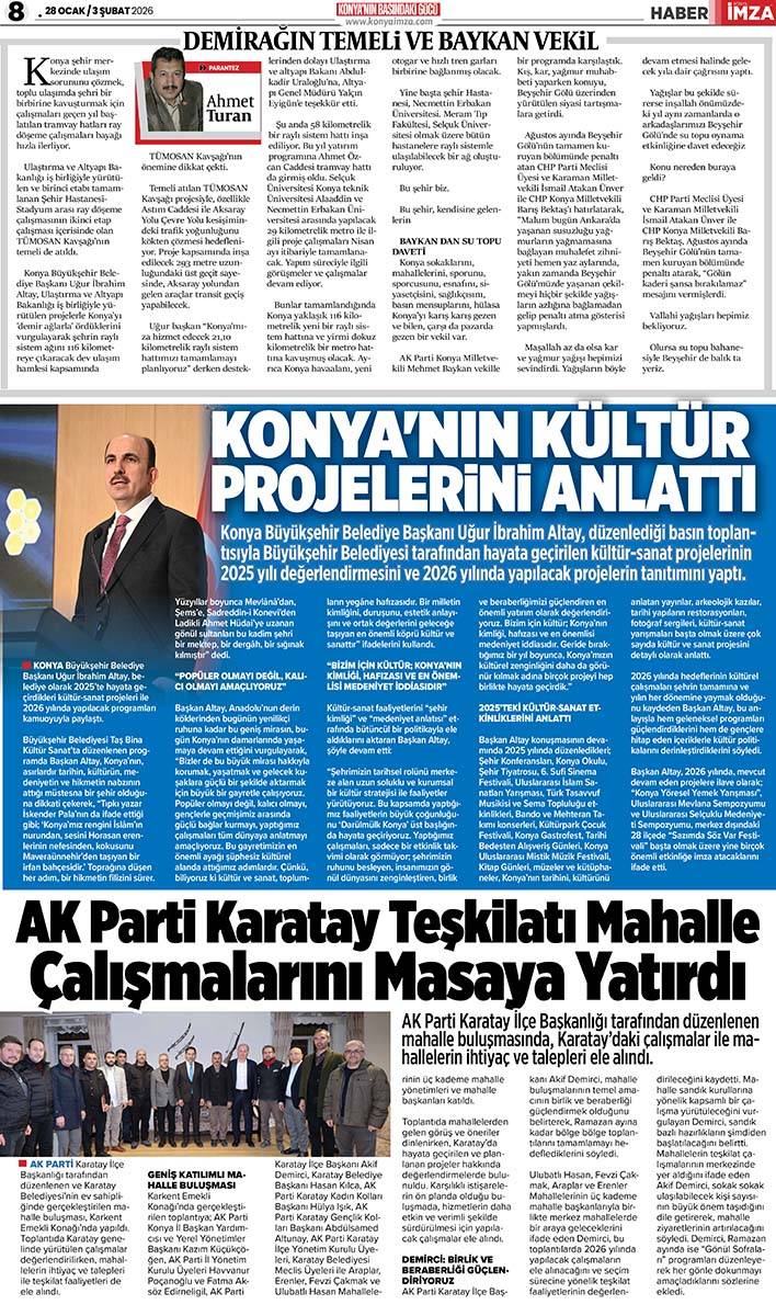 Konya İmza E-GAZETE (28 Ocak / 3 Şubat 2026) 8