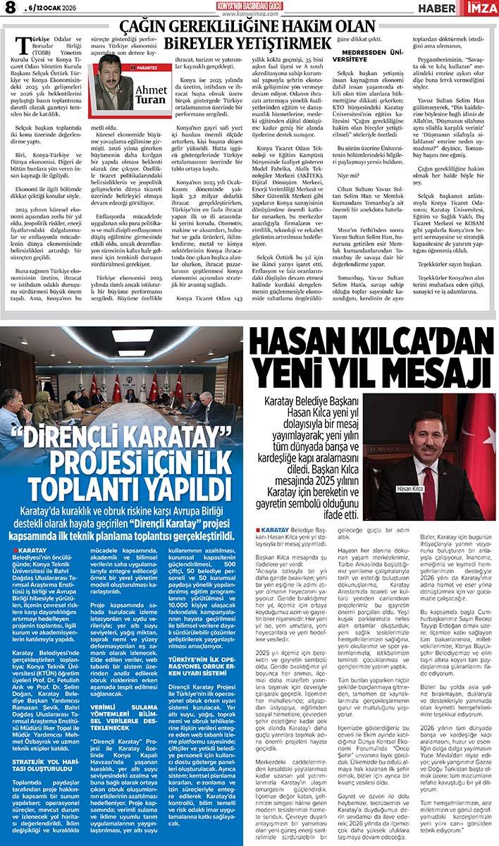 Konya İmza E-GAZETE (6 / 12 Ocak 2026) 8