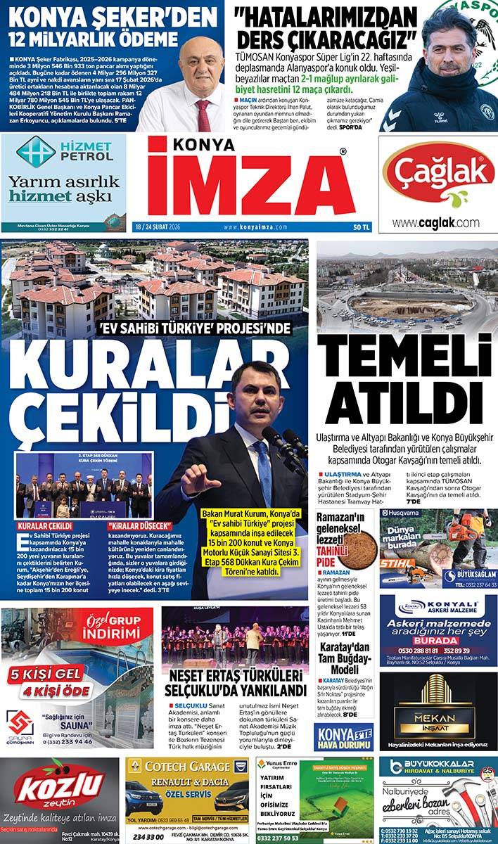 Konya İmza E-GAZETE (18 / 24 Şubat 2026) 1