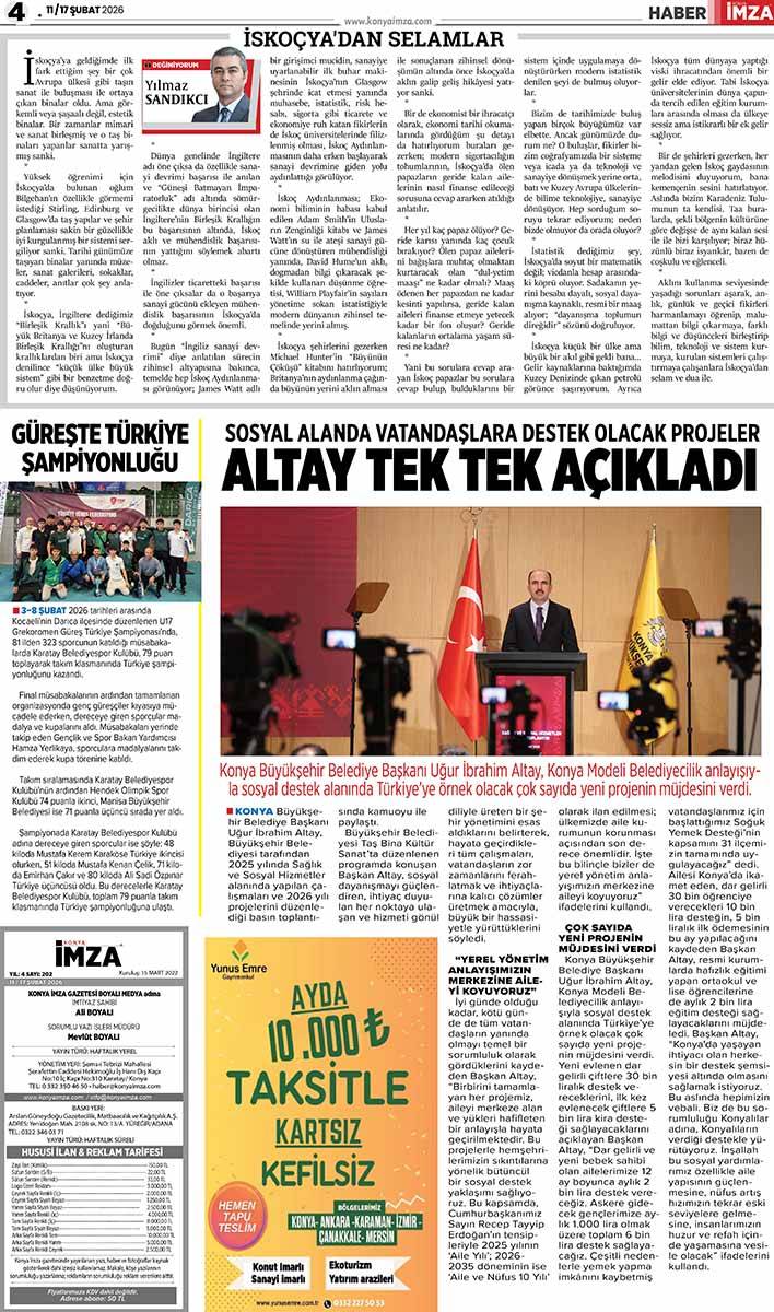 Konya İmza E-GAZETE (11 / 17 Şubat 2026) 4