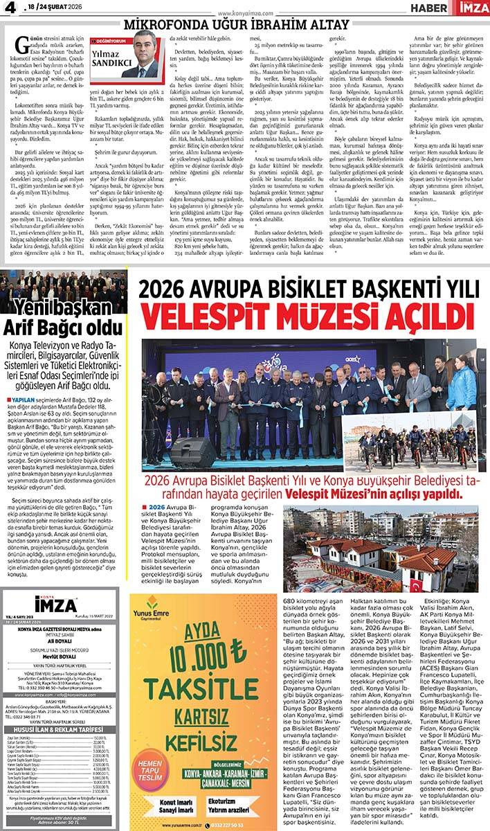 Konya İmza E-GAZETE (18 / 24 Şubat 2026) 4