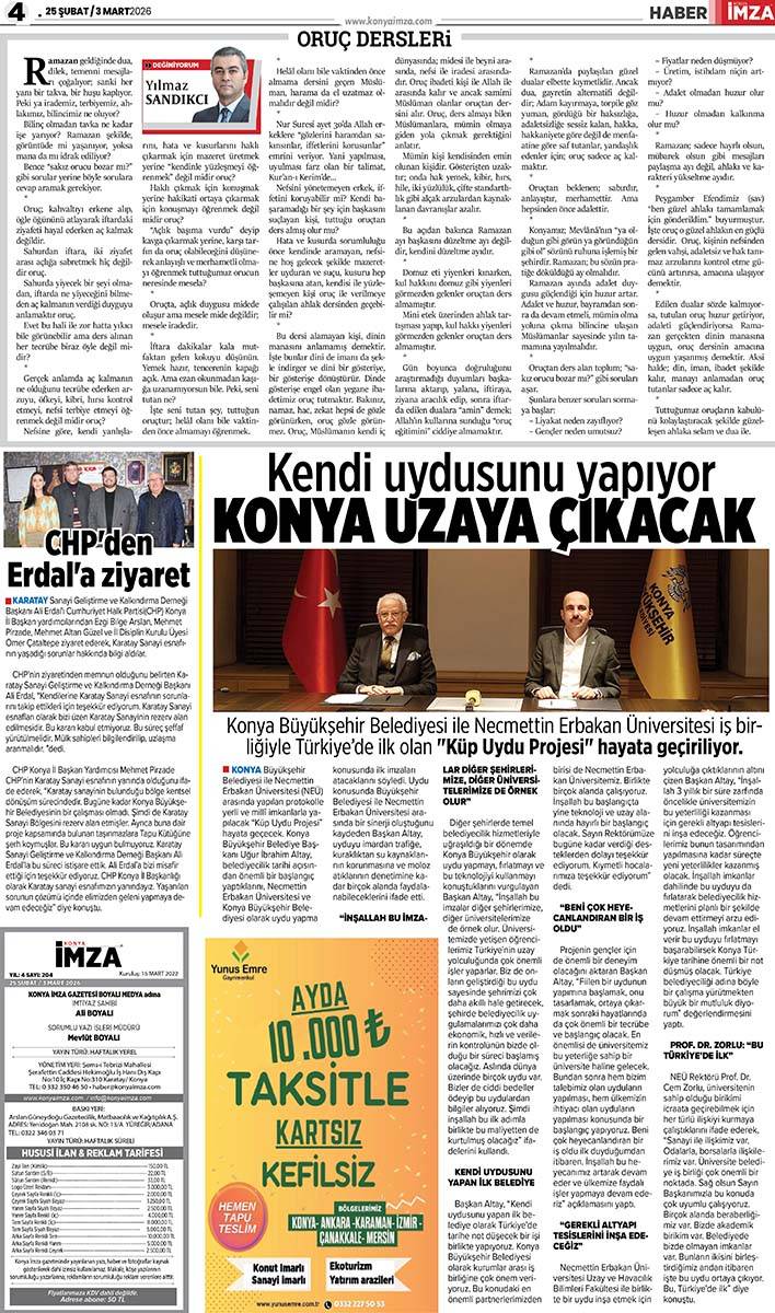 Konya İmza E-GAZETE (25 Şubat / 3 Mart 2026) 4