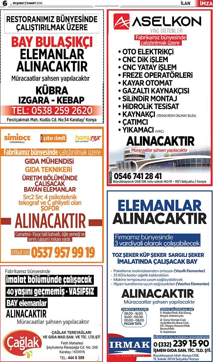Konya İmza E-GAZETE (25 Şubat / 3 Mart 2026) 6