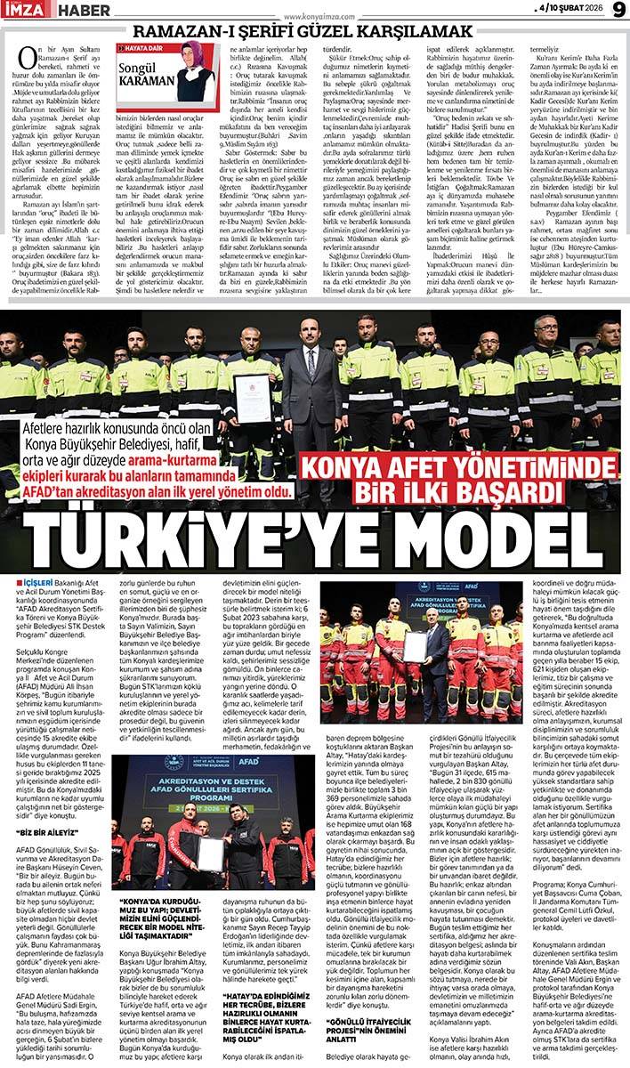 Konya İmza E-GAZETE (4 / 10 Şubat 2026) 9