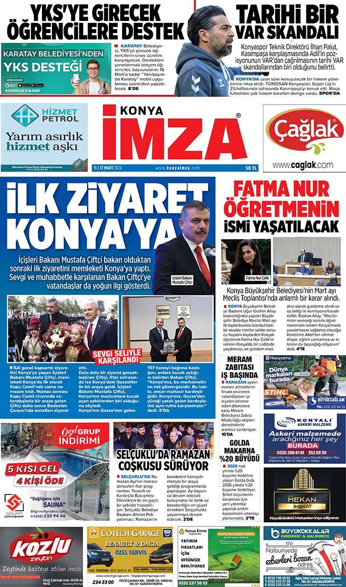 Konya İmza E-GAZETE (11 / 17 Mart 2026) 1