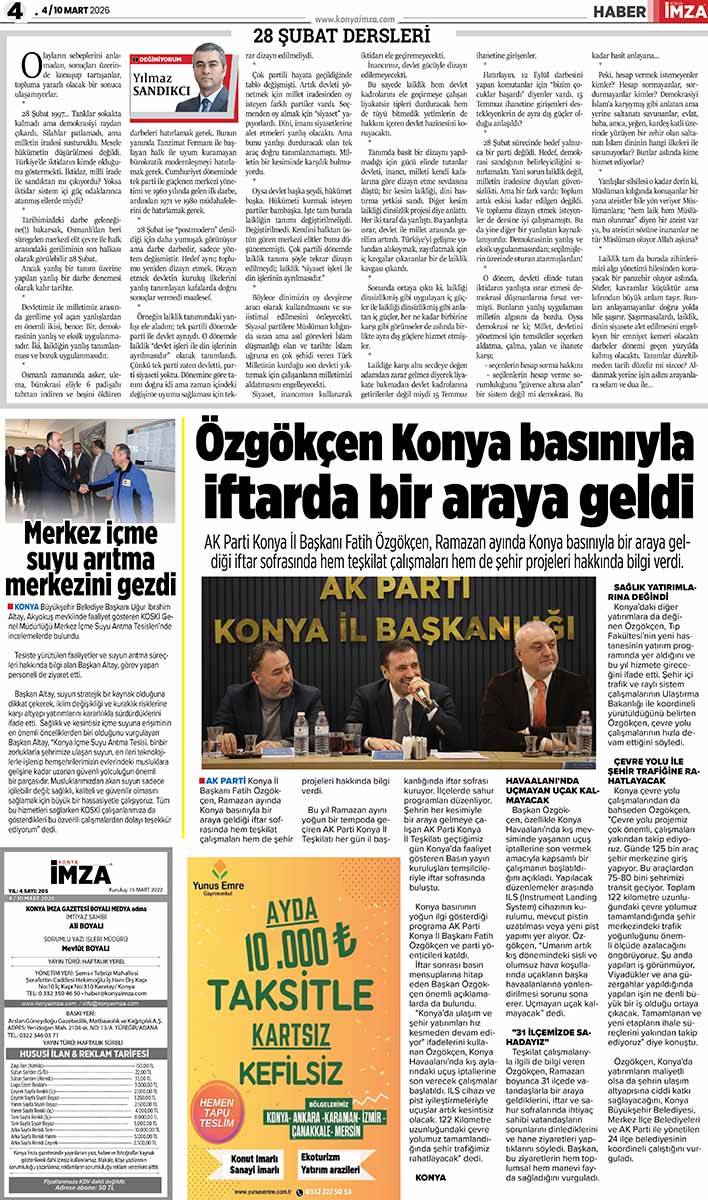 Konya İmza E-GAZETE (4 /10 Mart 2026) 4