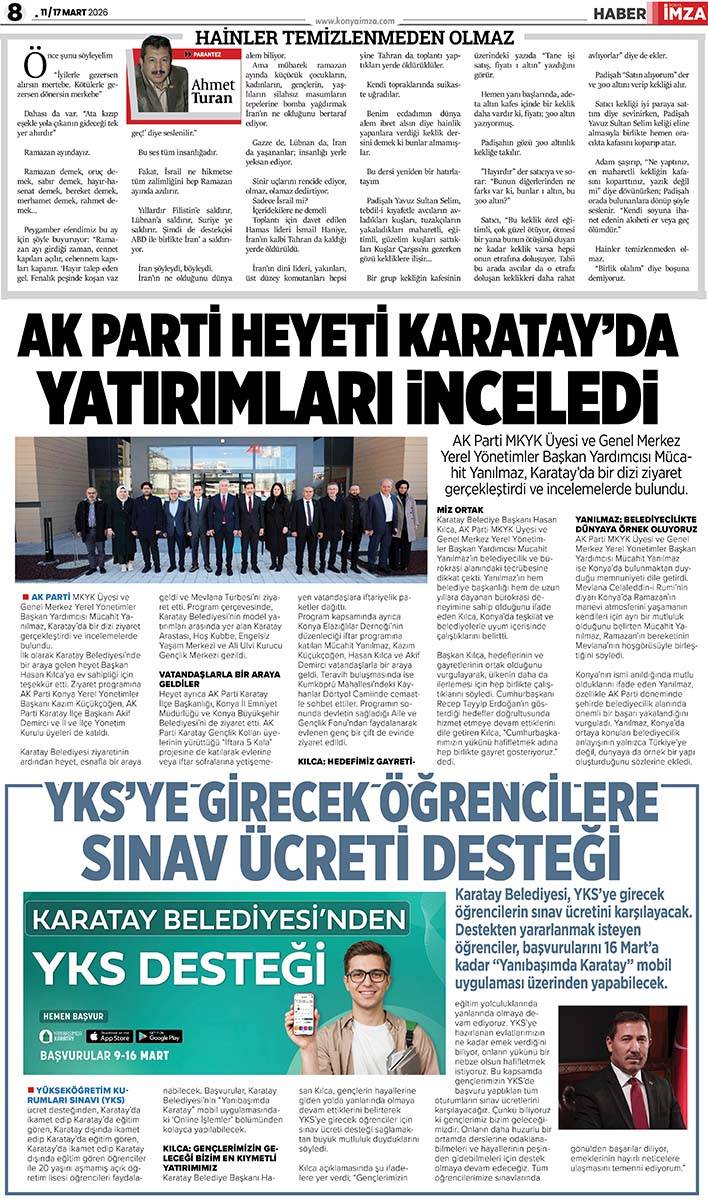 Konya İmza E-GAZETE (11 / 17 Mart 2026) 8