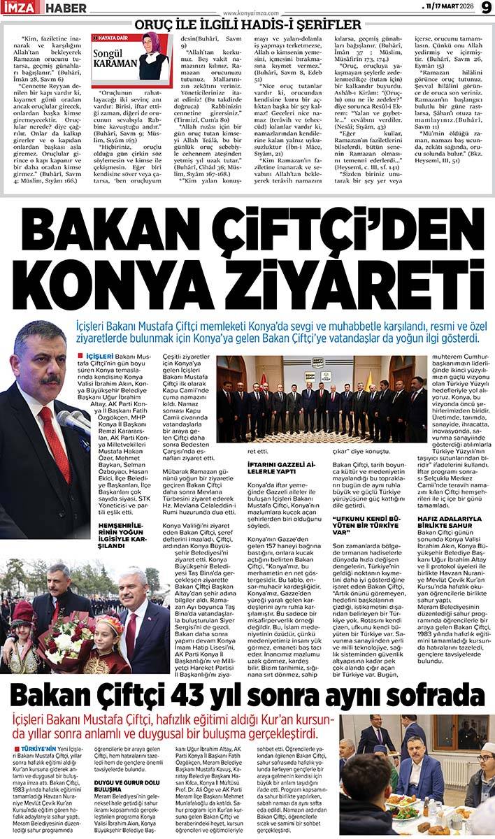 Konya İmza E-GAZETE (11 / 17 Mart 2026) 9