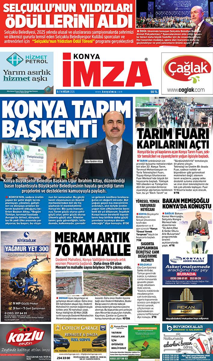 Konya İmza E-Gazete (8 / 14 Nisan 2026) 1