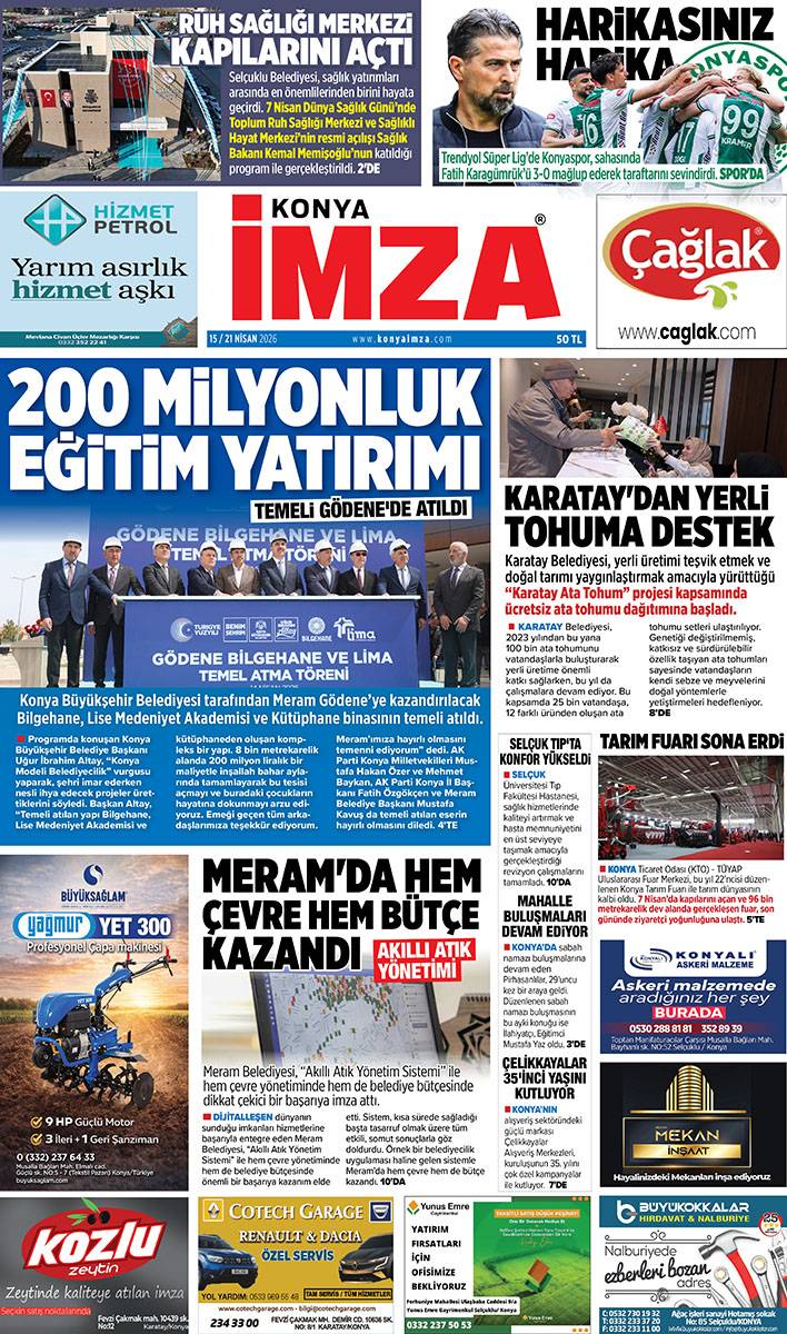 Konya İmza E-Gazete (15 / 21 Nisan 2026) 1
