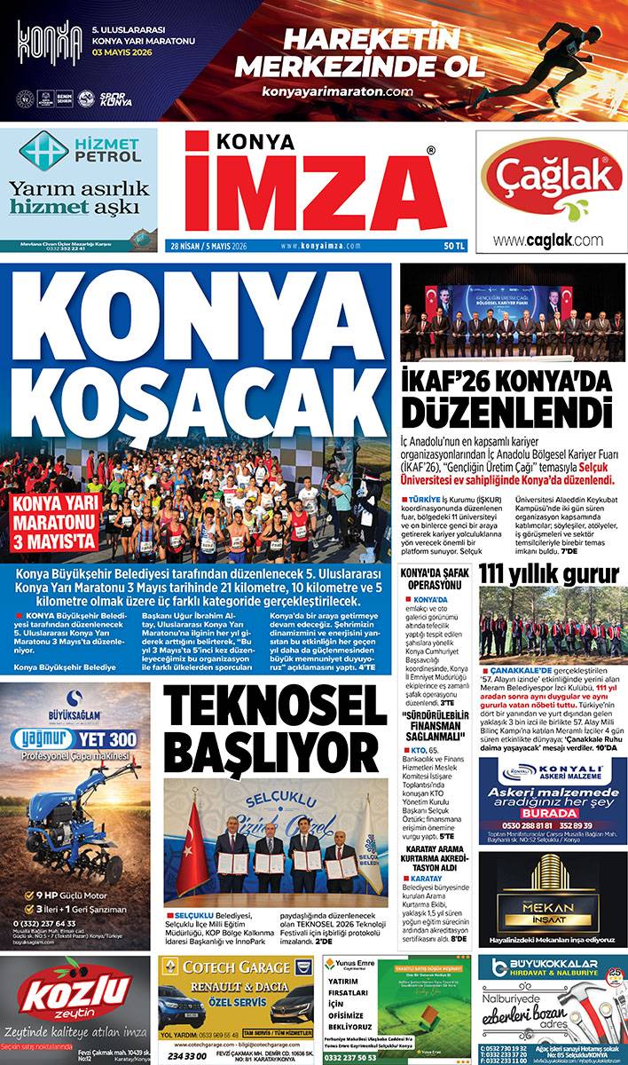 Konya İmza E-Gazete (29 Nisan / 5 Mayıs 2026) 1