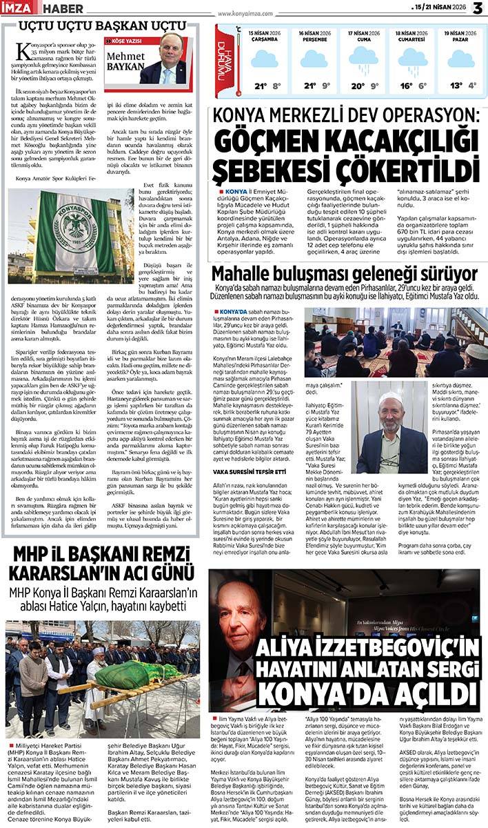 Konya İmza E-Gazete (15 / 21 Nisan 2026) 3