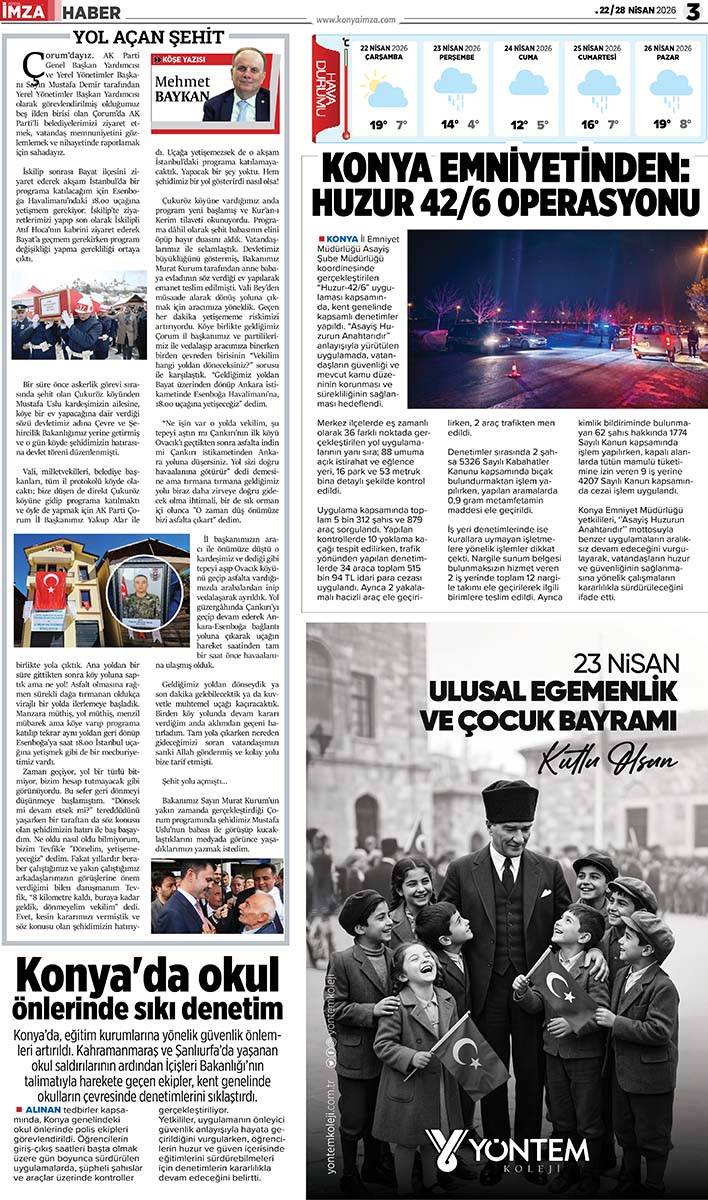 Konya İmza E-Gazete (22 / 28 Nisan 2026) 3