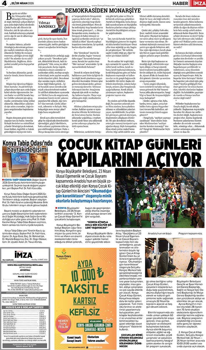Konya İmza E-Gazete (22 / 28 Nisan 2026) 4