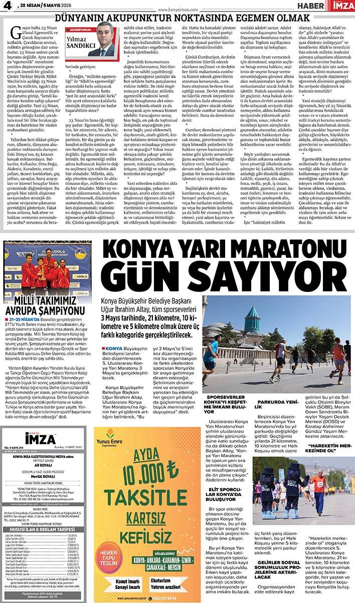 Konya İmza E-Gazete (29 Nisan / 5 Mayıs 2026) 4