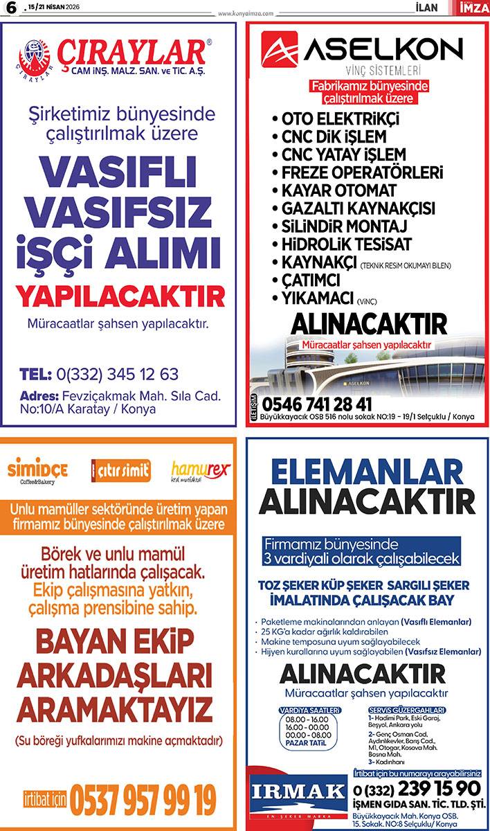 Konya İmza E-Gazete (15 / 21 Nisan 2026) 6