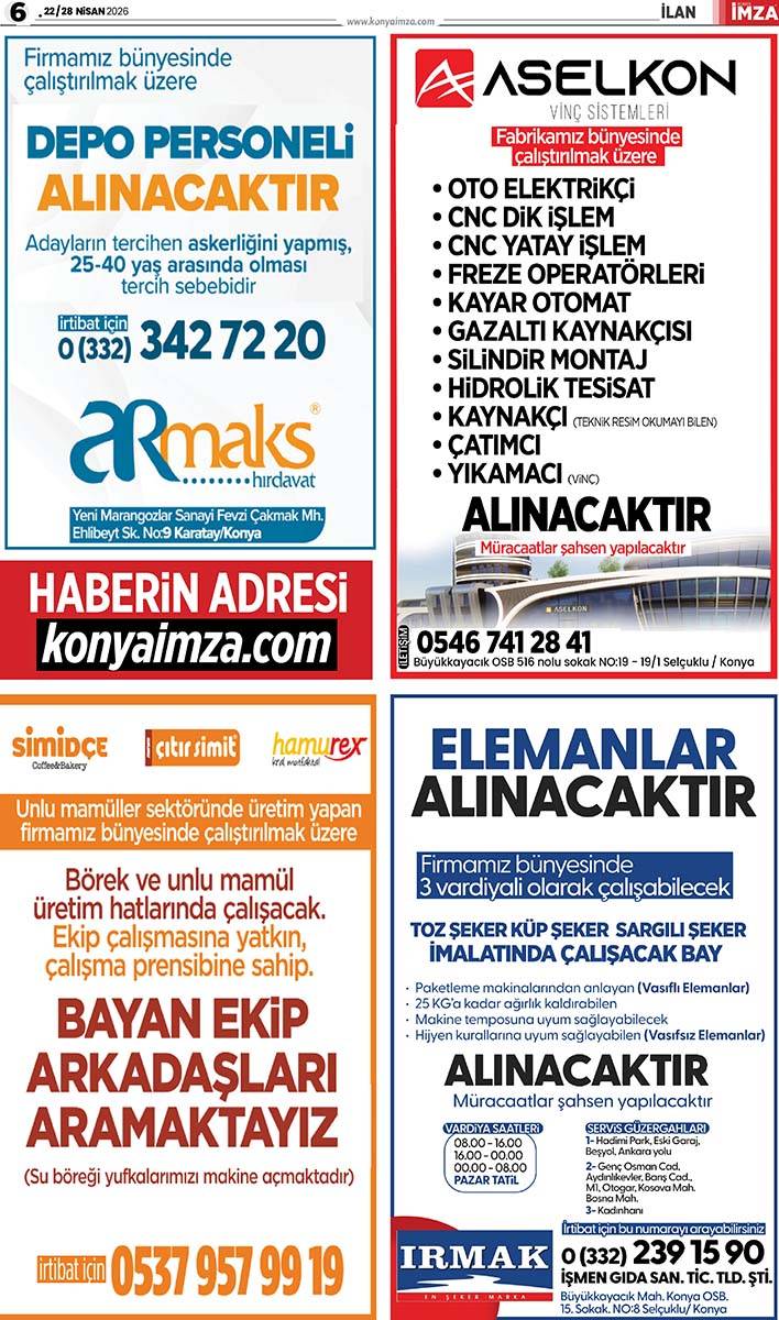 Konya İmza E-Gazete (29 Nisan / 5 Mayıs 2026) 6