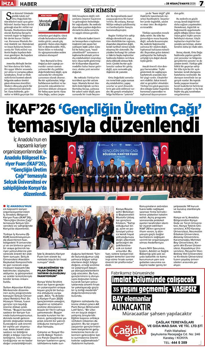 Konya İmza E-Gazete (29 Nisan / 5 Mayıs 2026) 7