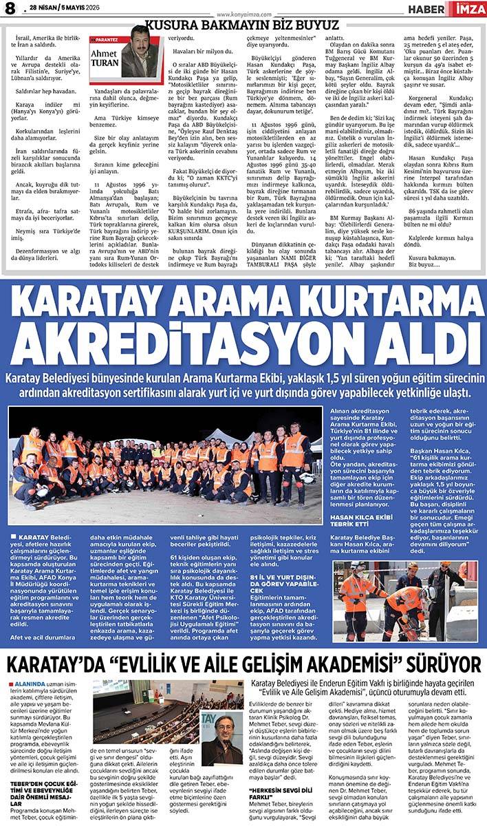 Konya İmza E-Gazete (29 Nisan / 5 Mayıs 2026) 8